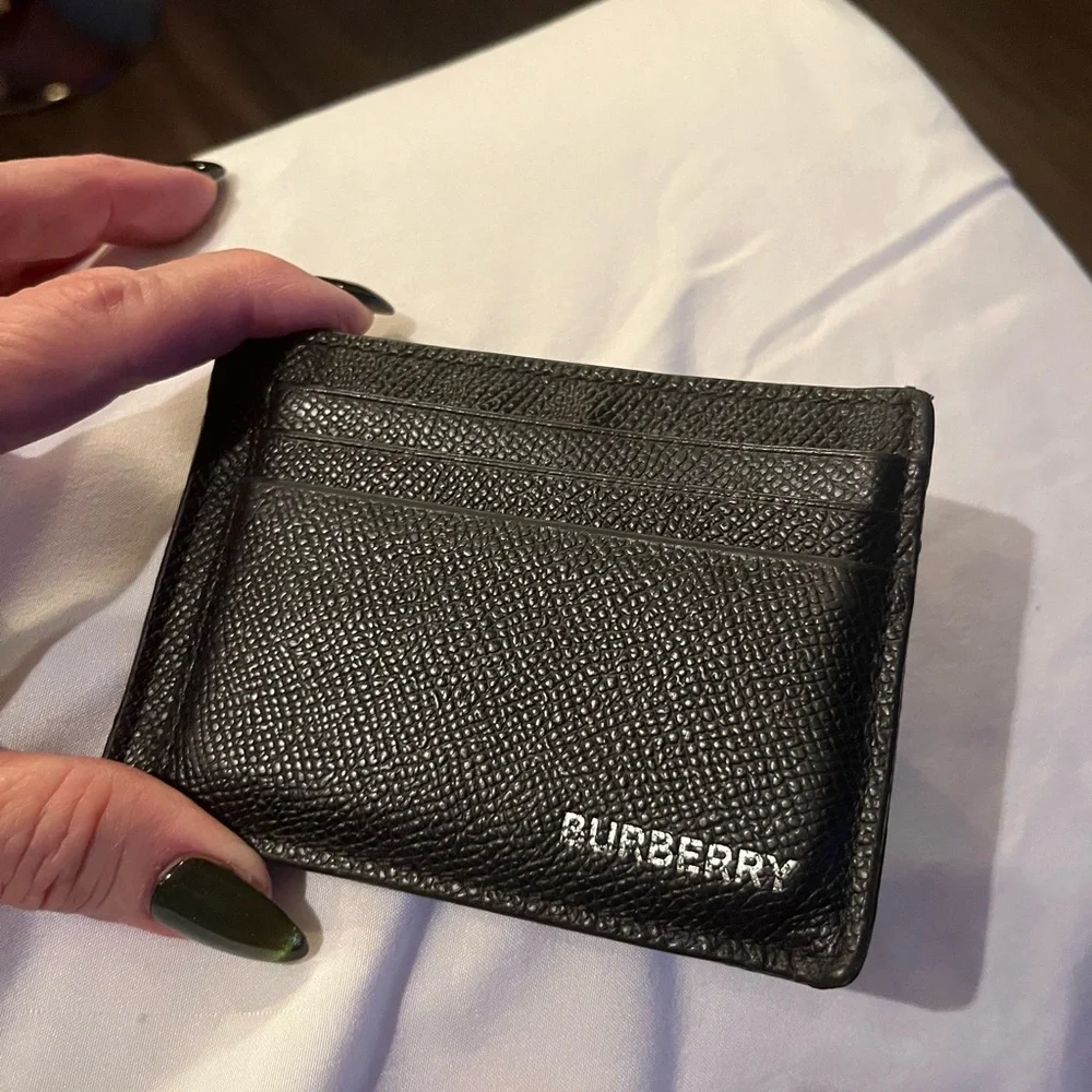 Burberry Black Textured Leather Card Holder unisex